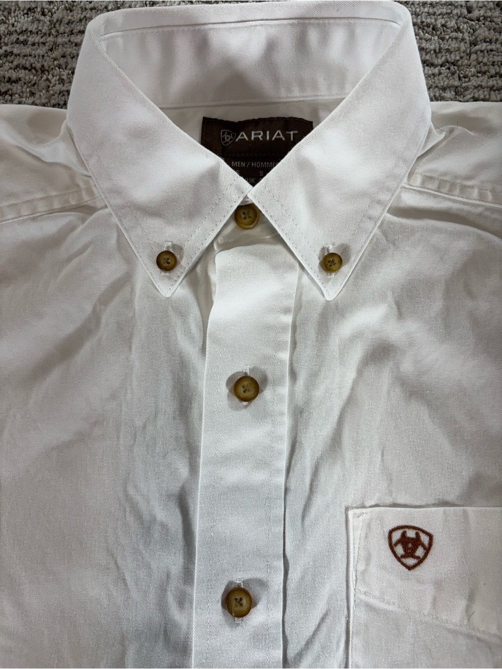 Ariat Men’s Small White Solid Twill Classic Long sleeve Shirt